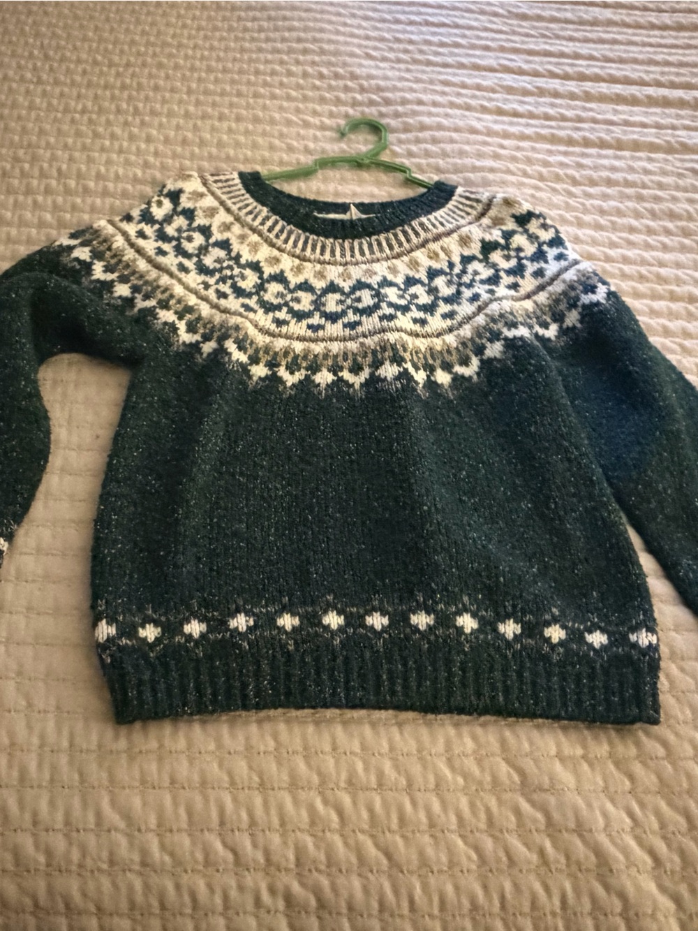 St. John's Bay Dark Green Fair Isle Crewneck Sweater